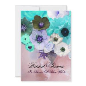 PINK TEAL ROSES AND ANEMONE FLOWERS BRIDAL SHOWER