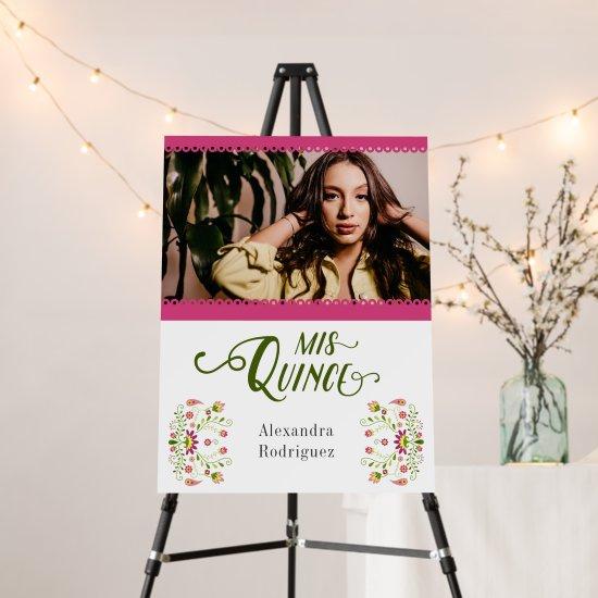 Pink Traditional Mexican Floral Photo Quinceanera Foam Board