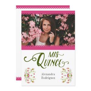 Pink Traditional Mexican Floral Photo Quinceanera