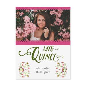 Pink Traditional Mexican Floral Photo Quinceanera  Postcard