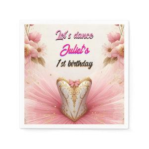 pink Tutu chic girls Ballerina 1st birthday Napkins