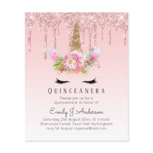 Pink Unicorn Rose Gold Drip Glitter QUINCEANERA