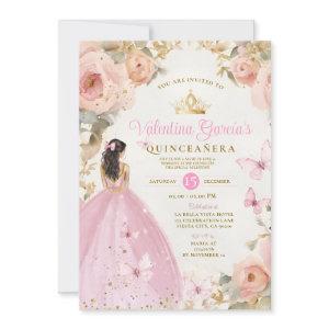 Pink Watercolor Quinceañera 15 Anos  Gold Crown