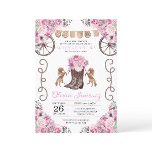 Pink Western Charra Floral Boots Quinceañera