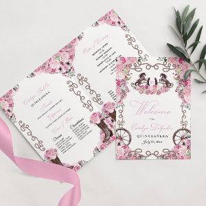 Pink Western Charro Quinceañera Program