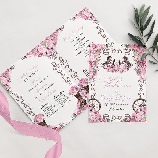 Pink Western Charro Quinceañera Program