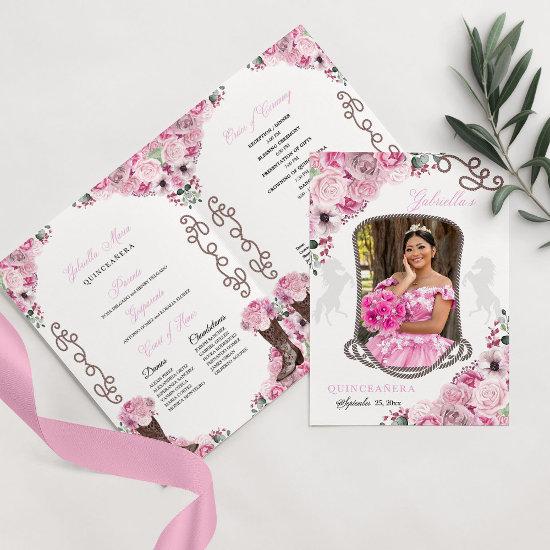Pink Western Charro Quinceañera Program