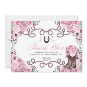 Pink Western Horse Quinceanera Thank You Card