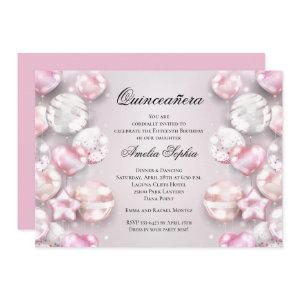 Pink White Balloons Quinceañera