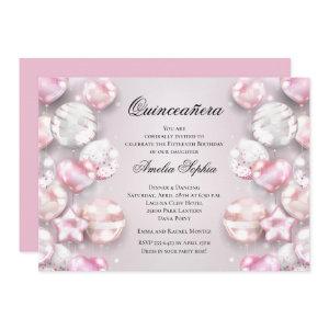 Pink White Balloons Quinceañera