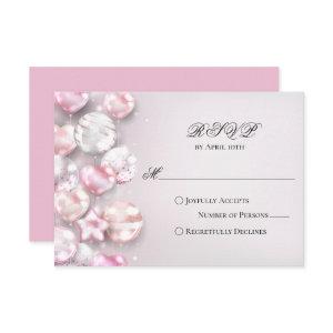 Pink White Balloons Quinceañera RSVP Card