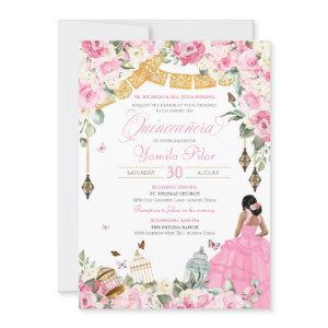 Pink White Elegant Floral Butterfly Quinceanera 3