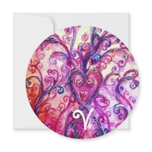 PINK WHITE FANCY HEART FLOURISHES Floral Monogram
