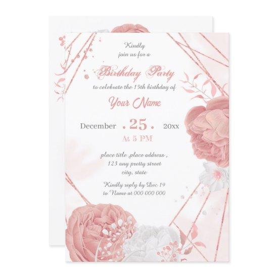 pink & white floral geometric birthday party