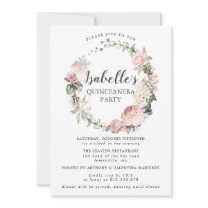 Pink White Floral Wreath Quinceanera