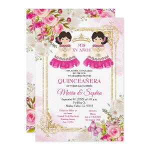 Pink & White Flowers Twin Quinceanera
