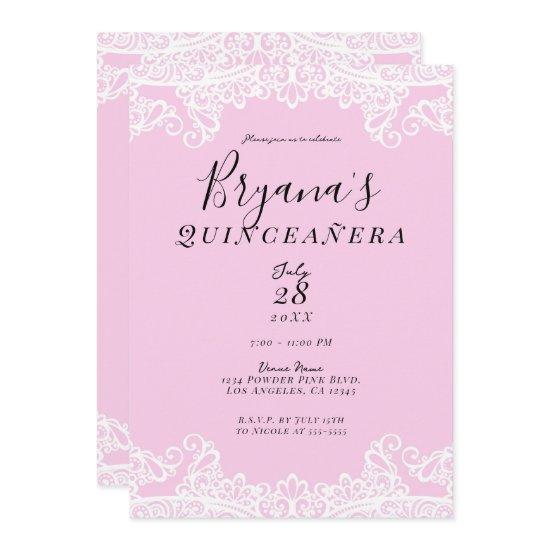 Pink & White Lace Elegant Quinceañera