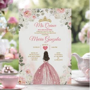 Pink & White Mis Quince 15 Anos Gold Crown
