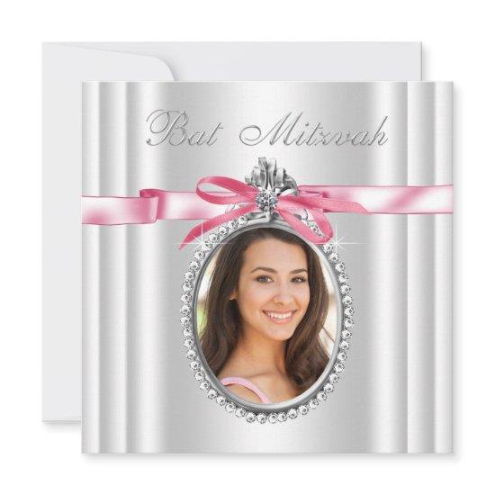 Pink White Photo Bat Mitzvah