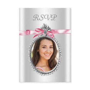 Pink White Photo RSVP Cards