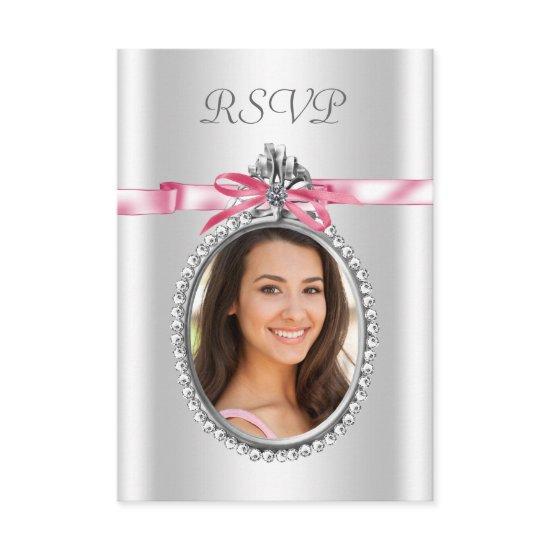 Pink White Photo RSVP Cards