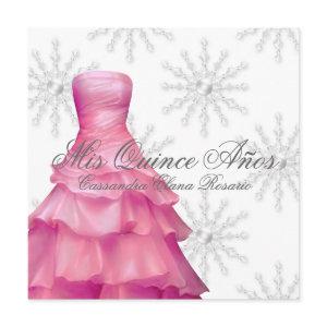 Pink White Snowflakes White Quinceanera