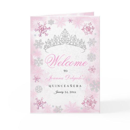 Pink Winter Wonderland Quinceanera Program