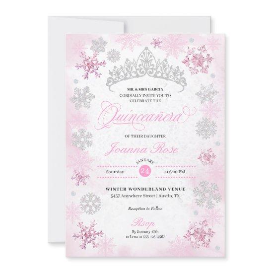 Pink Winter Wonderland Snowflake Quinceanera