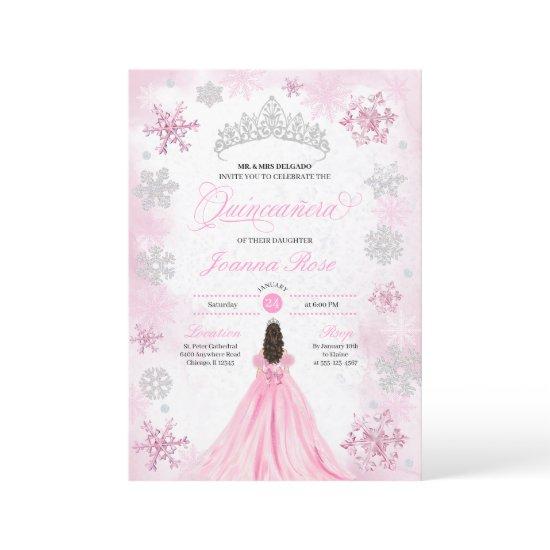 Pink Winter Wonderland Snowflake Quinceanera