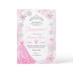 Pink Winter Wonderland Snowflake Quinceanera
