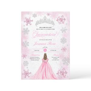 Pink Winter Wonderland Snowflake Quinceanera