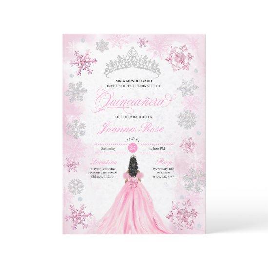 Pink Winter Wonderland Snowflake Quinceanera
