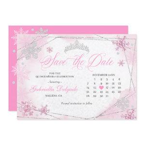 Pink Winter Wonderland Snowflake Save The Date
