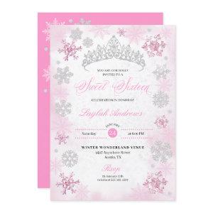 Pink Winter Wonderland Snowflake Sweet 16
