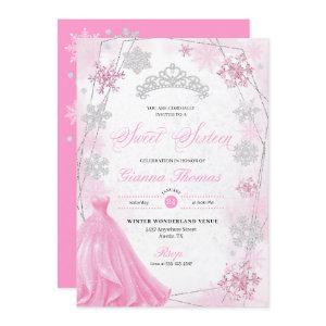 Pink Winter Wonderland Snowflake Sweet 16