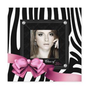 Pink Zebra Photo Graduation Announcements