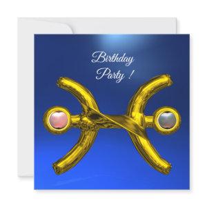 PISCES Gold Aqua Blue Zodiac Birthday Party