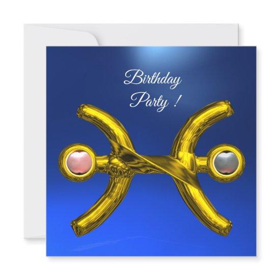 PISCES Gold Aqua Blue Zodiac Birthday Party