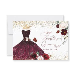 PixDezines Burgundy Blush Roses Quinceanera RSVP