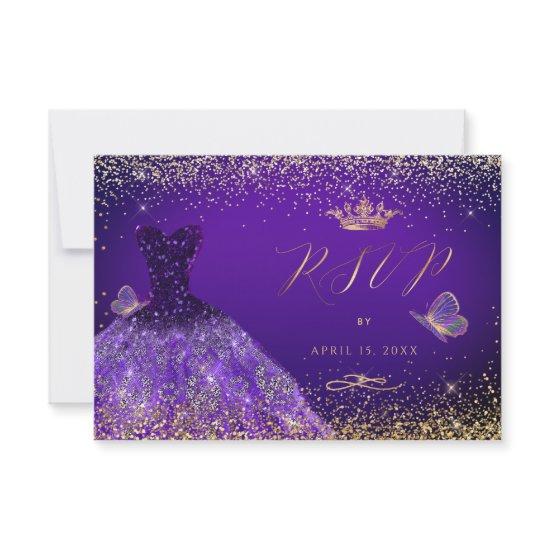 PixDezines Butterflies Quinceanera RSVP, Purple