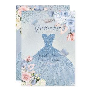 PixDezines Dusty Blue Blush Roses Quinceanera