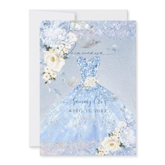 PixDezines Dusty Blue Roses Quinceanera Dress