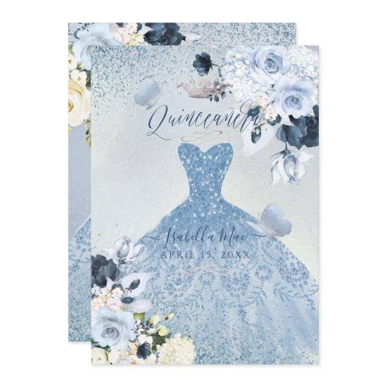 PixDezines Dusty Blue Roses Quinceanera