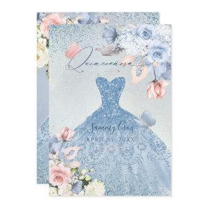 PixDezines Dusty Blue Roses Quinceanera