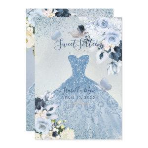 PixDezines Dusty Blue Roses Sweet Sixteen