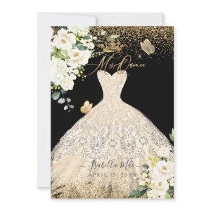 PixDezines Mis Quince Champagne Gold Glitter Gown