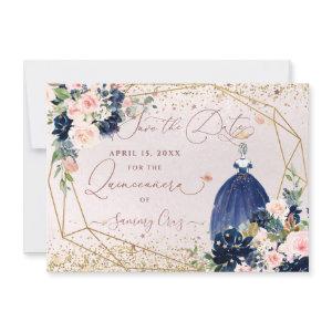 PixDezines Navy Blue Save the Date Quinceanera