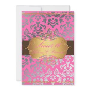 PixDezines Pink Damask/Sweet 16/tiara/diy colors