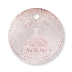 PixDezines Quinceanera Blush Gown Favor Tags