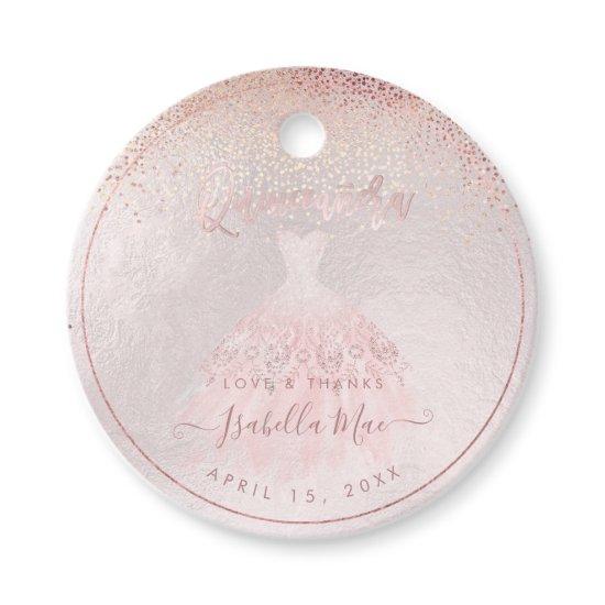 PixDezines Quinceanera Blush Gown Favor Tags